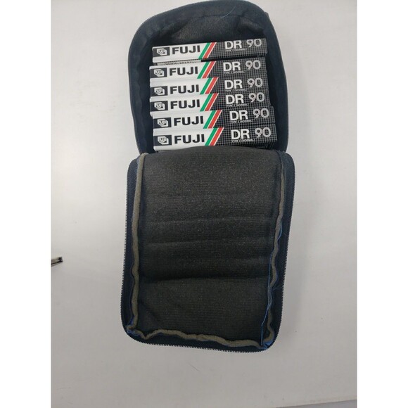 Vintage Fuji DR90 Cassette Tapes SIX NEW Sealed with Zippered Case Bag Blue - Picture 12 of 14